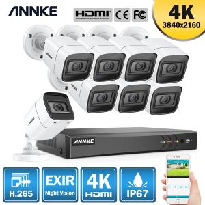 System Annke 4K Ultra HD 8ch Video Sicherheitssystem 8mp 5in1 H.265 DVR mit 4x 8 x 8 MP Außenwetter -Wetter -CCTV -Überwachungskameras Kit