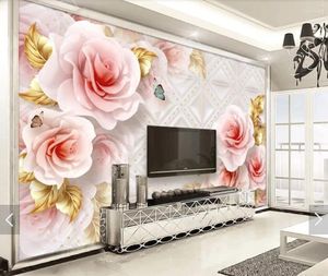Bakgrundsbilder 3D Flower Wall Mural Paper Canvas Custom Po Papers Art Målning Hemdekoration Floral