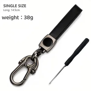 Nyckelringar Anpassad bil Keychain PU-läderstandard med Anti-Loss Key Rope High-End-tillbehör hängande