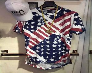Fashion Mens T -Shirt American Flag uns Zerstörer zerstörte Zip T -Shirt Kurzarm Plus Size2128197