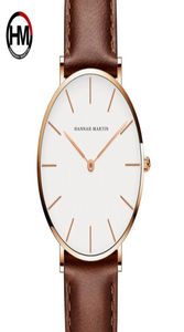 Relogio feminino Hannah Martin Luksusowa marka Women Watches Skórzany zespół Rose Gold Waterproof Ladies Karartzer Wristatch Fit DW Style C6340868