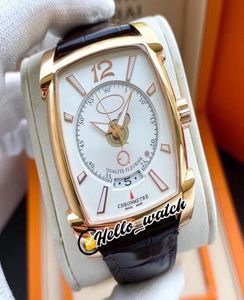 Luksusowy nowy Kalpa Grande QF Big Date PF01023901 Rose Gold Case White Dial HK Automatyczne męskie zegarek skórzane paski Limited H9077336