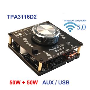 Förstärkare 2*50W TPA3116D2 Audio Power Amplifier Stereo BluetoothCompatible 10W ~ 100W HIFI Class D Digital TPA3116 USB Sound Card Music AMP