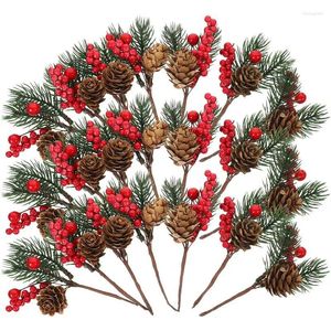 装飾的な花人工松の円錐クリスマスツリー装飾クリスマスブランチ秋のベリーステムシミュレーションギフトニードルレッドガーランドスプルース