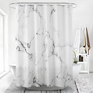 Shower Curtains Marbling 3D Printing Waterproof White Bathroom Curtain Simple Style Bathtub Screen Home Decor With 12 Hooks