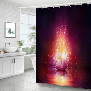 Shower Curtains 3D Blue Red Pink Lotus Print Curtain Bathroom Bathing Screen Fabric Bath Floral With Hooks Kitchen Home Decor