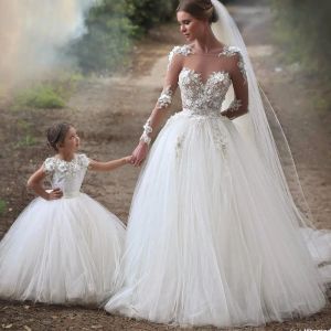 Kleider 2020 Mast verkauft bodenlange Illusion Ausschnitt durch Hochzeitskleid Langarm Baown Braut Kleid