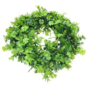 Decorative Flowers Artificial Garland Faux Boxwood Wreath Green Wreaths For Front Door St Patrick's Day Gift Classic