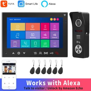 Câmara de campainha homefong wi -fi wi -find por porta de vídeo Tuya smart Intercom Doorbell Câmera funciona com a Alexa Home Security Talk Record RFID Open 2 Locks