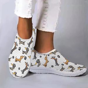 Повседневная обувь Instantarts Cartoond Dachshund Print Print Cosy Home Design Ladies Summer Commory Hethable Flate