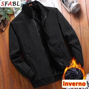 Jackets masculinos luxuosos de outono de casaco quente de espessura homens alinhados para casacos de negócios de cores sólidas quebra -vento