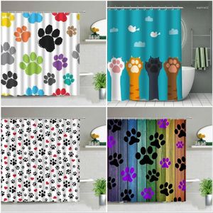 Shower Curtains Cartoon Animal Plant Flower Dog Print Christmas Kid Home Decor Fabric Bath Bathroom Accessories Set