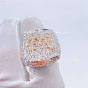 2021 Iced Out роскошные украшения VVS Moissanite Men Ring Ring Gold Hip Hop Real Gold Hiphop Degstone Rings ZF Round M Champion Ring