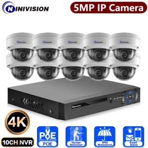 Şişeler 10CH 8MP 4K Yüz Algılama NVR Dış Güvenlik İnsan Koruma CCTV Sistemi 5MP IP Kamera Açık Video Gözetim Seti