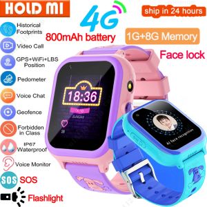 Uhren 4G Smart Watch Kids GPS WiFi Tracker Videoanruf Telefon Ansehen RAGT BAUFEN SOS FACE LOCK WASGEFORT Smartwatch Children Geschenk