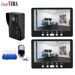 インターコムSmartyibaビデオドアベル7''''lied Video Door Building Intercom Door Phone System RFIDパスワードアクセスカメラキット