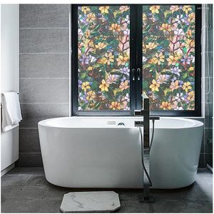 Window Stickers Stained Glass Sticker No-Glue Magnolia Frosted Film 3D Static Cling Decorative Privacy