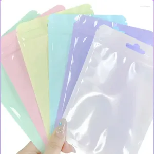 Storage Bags 100pcs Colorful Window Opening Self Sealing Bag Aluminum Foil Sealed Zipper Small Gift Jewelry Packaging And