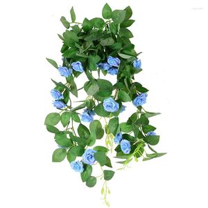 Decorative Flowers Simulated Rose Wall Hanging Living Room Decoration Basket Vine Artificial Silk Wholesale