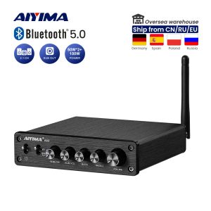 Amplifier AIYIMA Audio A03 TPA3116 Bluetooth Amplifier Hifi Stereo 2.1 Channel 100W+50Wx2 Bass Treble Control Subwoofer AMP DC1224V