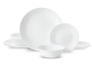 Placas de inverno Frost White White Round Round 12 peças Desenware Spot Spoon Kining