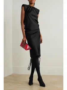 カジュアルドレス2024夏の女性サテンコルセットレディースベストドレスY2K服ファッション高品質のオフィスロングブラジャー