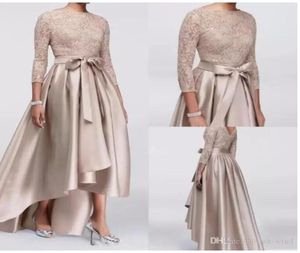 2023 Chic High Low Mother Of The Bride Dresses Lace Sequined Long Sleeves A Line Satin Mother039s Dress Evening Wear For Weddin4397910