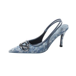 2024 Denim Heels Slingback Damen Sandalen Pumpen D Kittie Canvas d Venus Strand Sommer Luxusdesigner Damen Hochzeit Leder High Heel 35-40