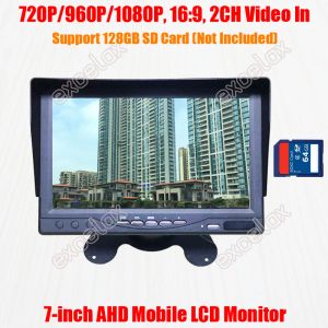 Ekran 2CH SD Kart Kaydı 1080p AHD 7 inç Ekran Mobil Monitör DVR Depolama Aracı Araba Ters Arka Görünüm CCTV Güvenlik Balıkçılık