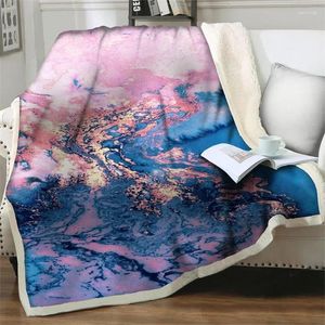 Coperte Modello di marmo colorato Trovale stampato in arte 3D per letti divano morbido pluffy cover navino arredamento per casa sherpa picnic coperta