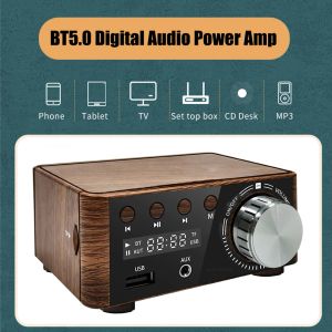 Förstärkare 50wx2 ljudförstärkare med digital display CS8673E HIFI Mini Power Amplifier Bluetooth 5.0 Audio amp Aux TF Home Theater