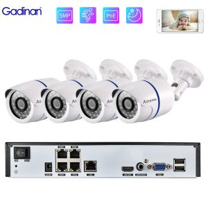 System Gadinan 1080p 48V POE Camera System 4CH NVR Kit Night Vision CCTV Outdoor Security IP Camera P2P H.265 Videoövervakningsuppsättning