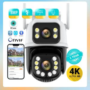 Kameror 8MP 4K PTZ WiFi IP -kamera Säkerhetsskydd Dual Lens Screen Color Night Vision Auto Track CCTV Surveillance Camera