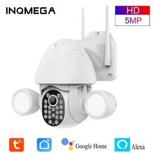 Intercom Inqmega 5MP Tuya strålkastare Courtyard Lighting Camera Outdoor Human Tracking Flood Lighting Cam med Google Home och Alexa