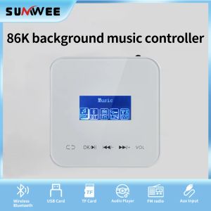 Förstärkare 86K Mini Bluetooth Amplifier Wall Audio Bakgrund Musik Player Home Theatre Controller Sound System TF Card USB FM Sumwee