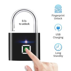 Control Electric Fingerprint Lock 1s Unlock 10 Fingerprint Antitheft Lock Zinc Alloy Safety Protection Smart Biometric Door Padlock USB