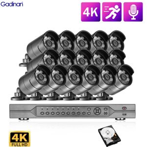 System Gadinan 8MP HD IP Surveillance Camera Intelligent AI Humanoid Detection HDR 16ch 4K Poe Camera Security System Kit Set