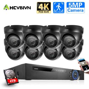Sistema 5MP Ultra HD POE Câmera IP Conjunto de câmera de segurança 8CH