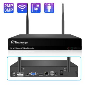 Intercom Techage H.265 1080p 3MP Network Video Recorder Wireless DVR 8 -kanaler P2P Remote Access för WiFi Surveillance Camera System