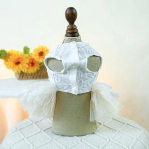 Vestido de malha de vestuário para cães Splicing Dress Princable Princesa respirável com decoração de flores 3D para a primavera