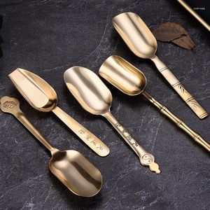 Tea Scoops 1pcs Creative Copper Spoon Strumenti di set cinesi tradizionali Accessori da cucina per caffè arte tradizionali