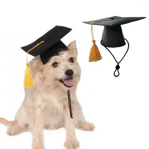 Dog Apparel 2piece Stylish Graduation Cap With Tassel Comfortable Wear For Pet Wide Application Gifts Black