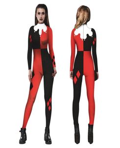3D Catsuit Kadın Cadılar Bayramı Cosplay Tulum Joker Sıska Pantolon Uzun Kollu Bodysuit Cop Kıyafet Kostüm Partisi Elbiseleri63969903213340
