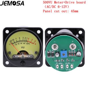 Amplificatore Pannello da 45 mm VU METER 500VU con metro di pressione sonora di retroilluminazione gialla calda+ Scheda del driver del misuratore audio VU DC/AC 612V Ingresso