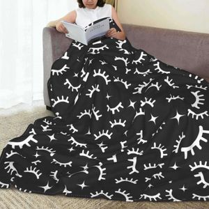 Cobertores cílios de flanela branca e preta quente e macio cobertor para viagens ao ar livre capa de cama de colaboração gráfica
