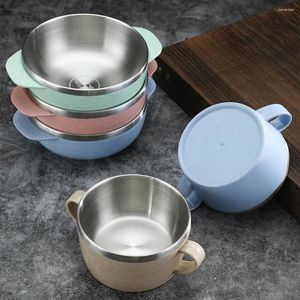 Bowls Anti-Scaling Children's Rice Soup Bowl Double-Layer Rostfritt stål Container Nordiska Tabelleris Köksredskap
