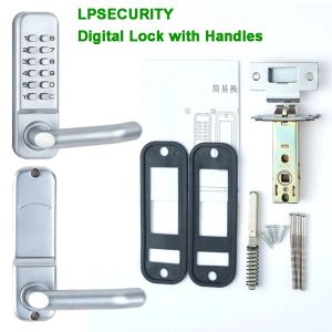 Lås 2: e generationen Handle Keyless Mechanical Digital Code Door Lock Push Button Zinc Alloy House Security Keypad Lösenordslås