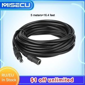 Rękawiczki MIMECU DC Extrower Cable Gniazdo do 5,5 mmx2.1 mm męska wtyczka dla CCTV Camera Black 16,5 Feet 5m 10 m kabel zasilający