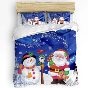 Sängkläder sätter jul Santa Snowman Snowflake Däcke Cover Bed Set Home Textilköttkuddfästen sovrum inget ark