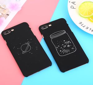 Söt tecknad film som önskar flaskplanet Moon -telefonfodral för iPhone 7 6 6S 8 Plus X Starry Sky Hard PC -fodral Back Cover3786744